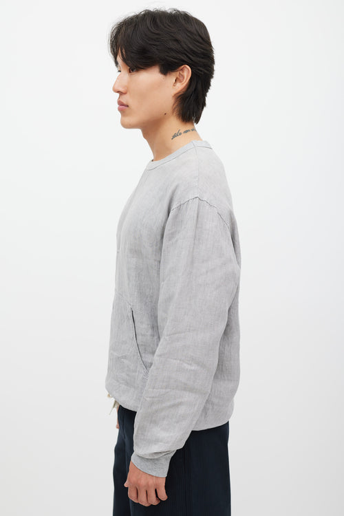 Our Legacy Grey Linen Drawstring Top