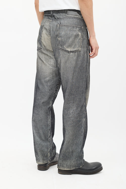 Black 
White Corduroy Third Cut Pant