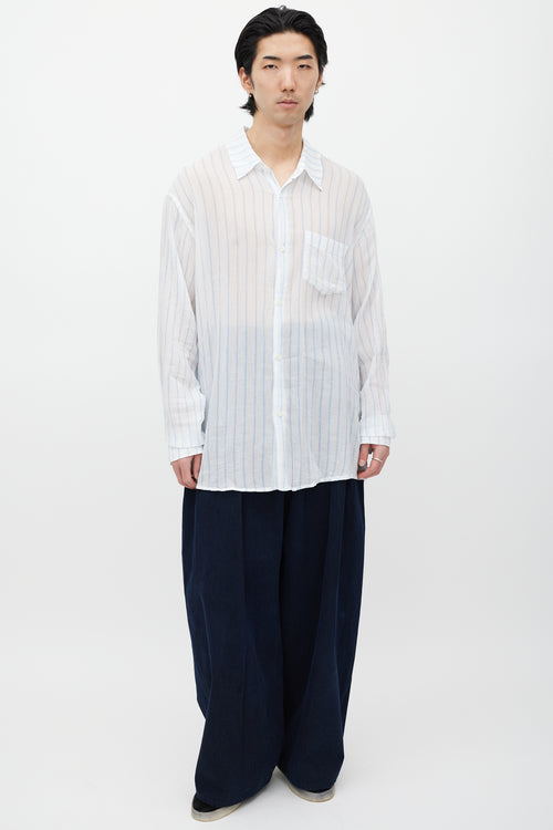 Our Legacy White 
Blue Striped Shirt