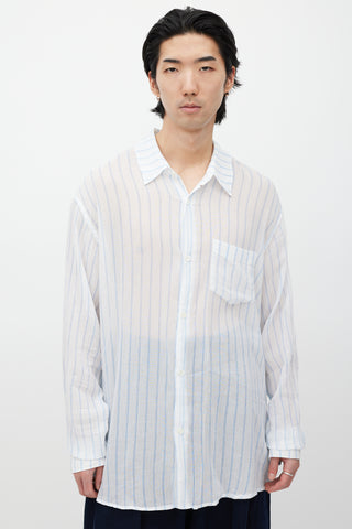 Our Legacy White 
Blue Striped Shirt