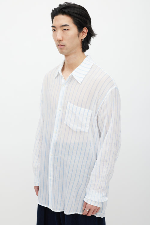 Our Legacy White 
Blue Striped Shirt