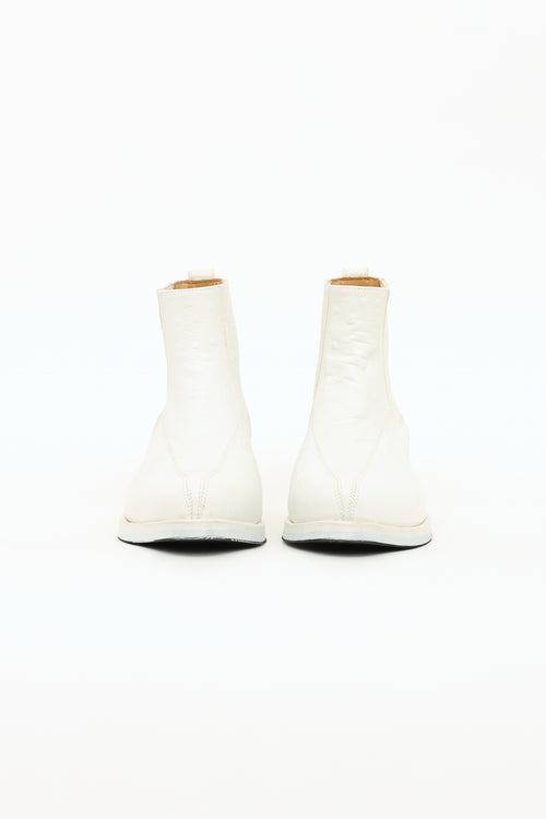 Our Legacy White Leather Textured Ankle Boot