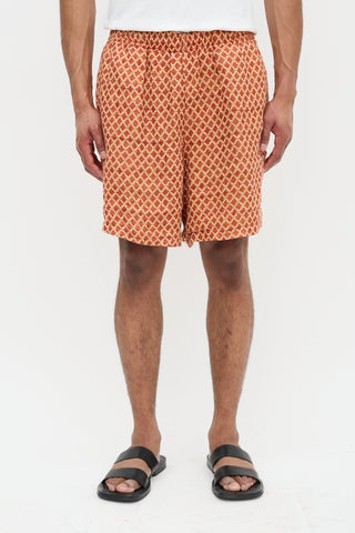 Our Legacy X Stussy Linen Geometric Laguna Shorts