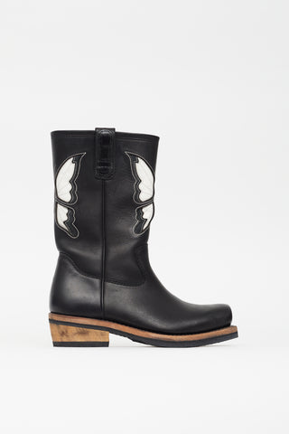 Our Legacy Black Leather Flat Toe Schmetterling Boot