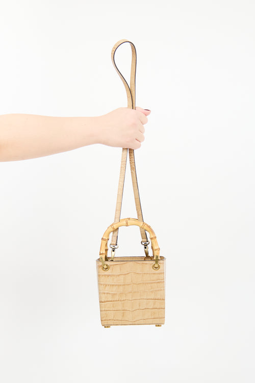 Outnumber Beige Faux Leather Bamboo Bag