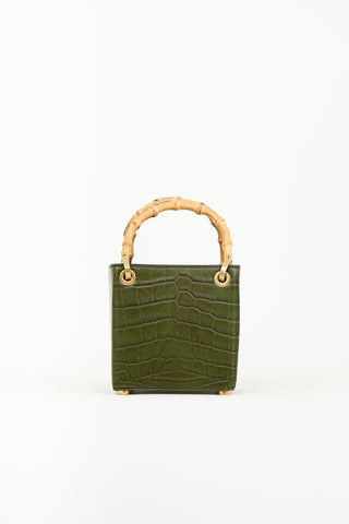 Outnumber Green Faux Leather Bamboo Bag