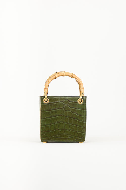 Outnumber Green Faux Leather Bamboo Bag