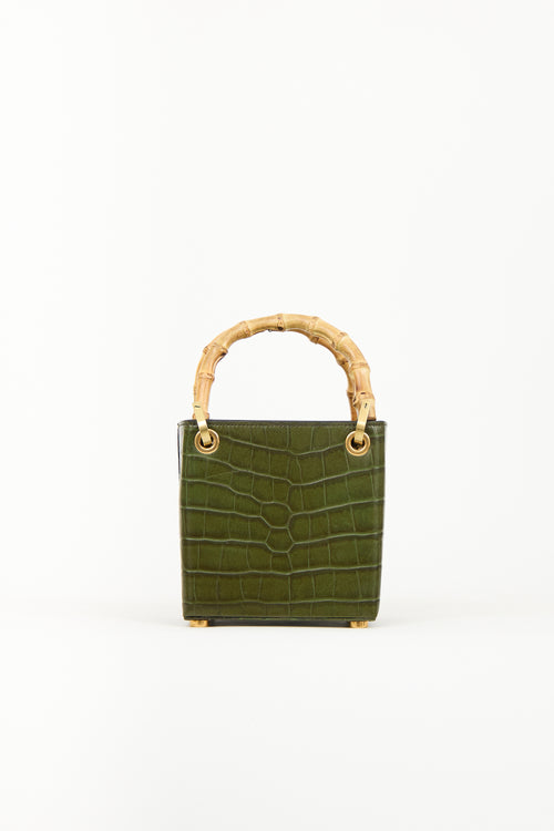 Outnumber Green Faux Leather Bamboo Bag