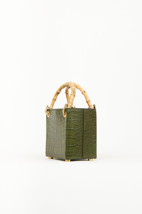 Outnumber Green Faux Leather Bamboo Bag