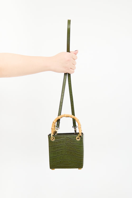 Outnumber Green Faux Leather Bamboo Bag