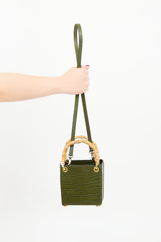 Outnumber Green Faux Leather Bamboo Bag