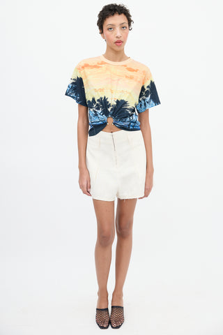 Rabanne Orange 
Navy Sunset Cropped T-Shirt