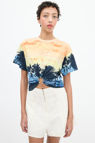 Rabanne Orange 
Navy Sunset Cropped T-Shirt