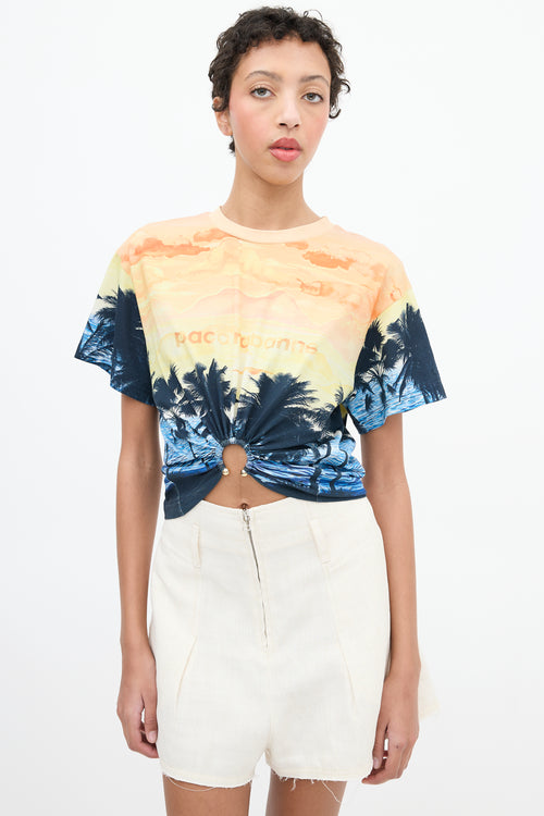 Rabanne Orange 
Navy Sunset Cropped T-Shirt