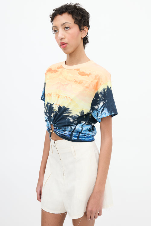 Rabanne Orange 
Navy Sunset Cropped T-Shirt