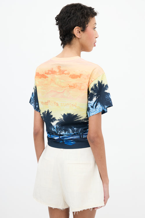 Rabanne Orange 
Navy Sunset Cropped T-Shirt