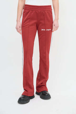 Palm Angels Burgundy Stripe Logo Track Pant