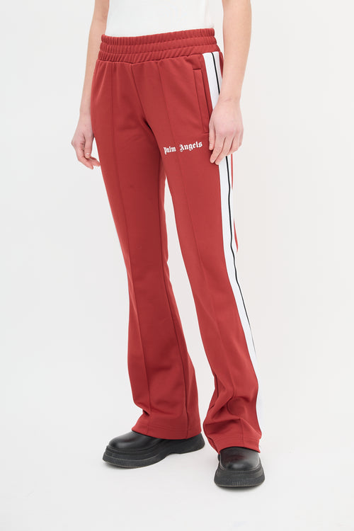 Palm Angels Burgundy Stripe Logo Track Pant