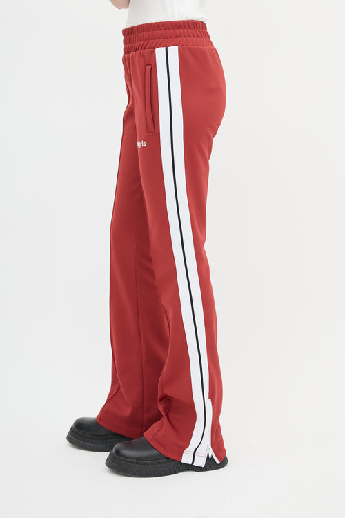 Palm Angels Burgundy Stripe Logo Track Pant