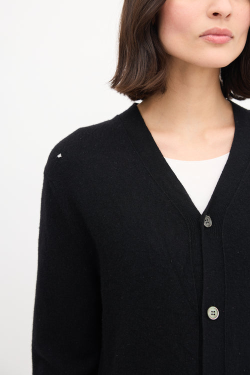 Comme des Garçons Play Black Wool Logo Cardigan