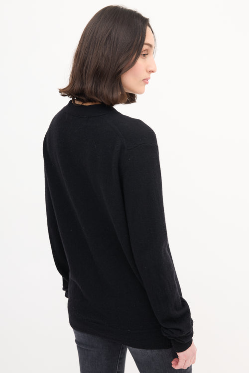 Comme des Garçons Play Black Wool Logo Cardigan