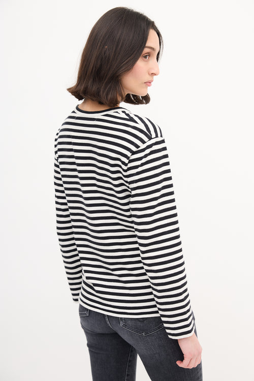 Comme des Garçons Play Black 
White Striped Logo T-Shirt