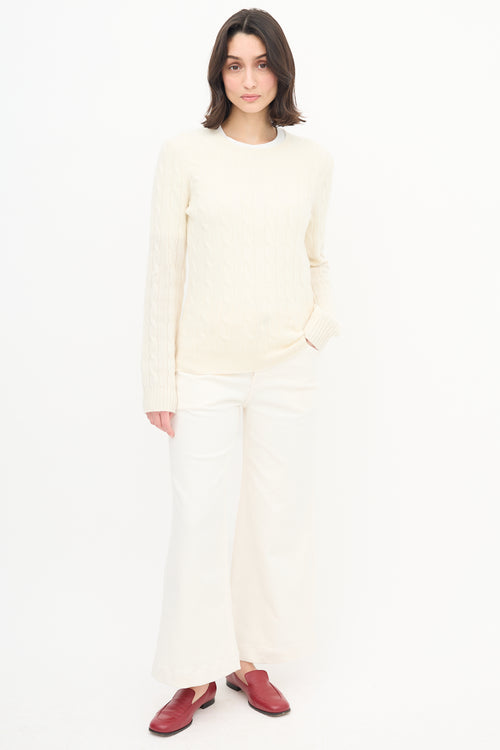  Polo Cream Cashmere Cable Knit Sweater