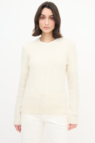 Ralph Lauren Polo Cream Cashmere Cable Knit Sweater