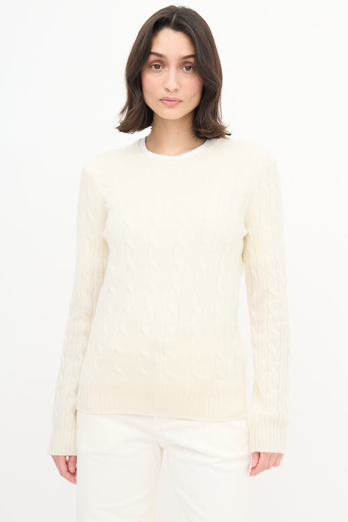 Ralph Lauren Polo Cream Cashmere Cable Knit Sweater