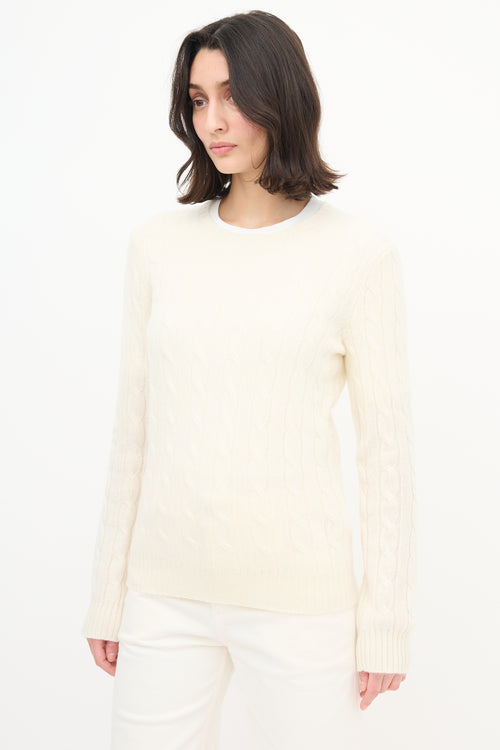  Polo Cream Cashmere Cable Knit Sweater