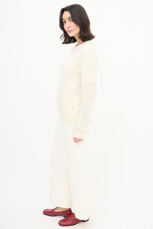  Polo Cream Cashmere Cable Knit Sweater