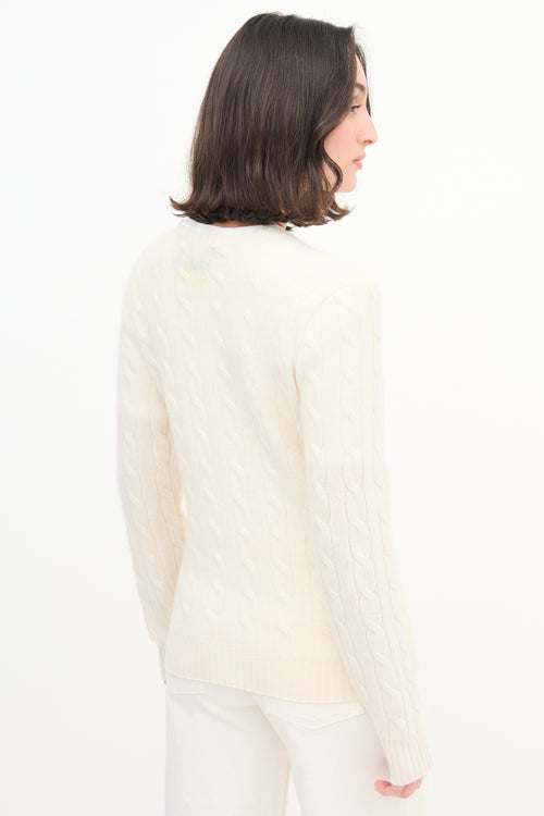  Polo Cream Cashmere Cable Knit Sweater