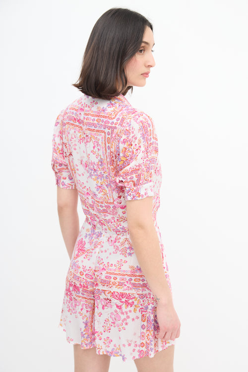 Poupette St Barth White 
Pink Floral  Romper