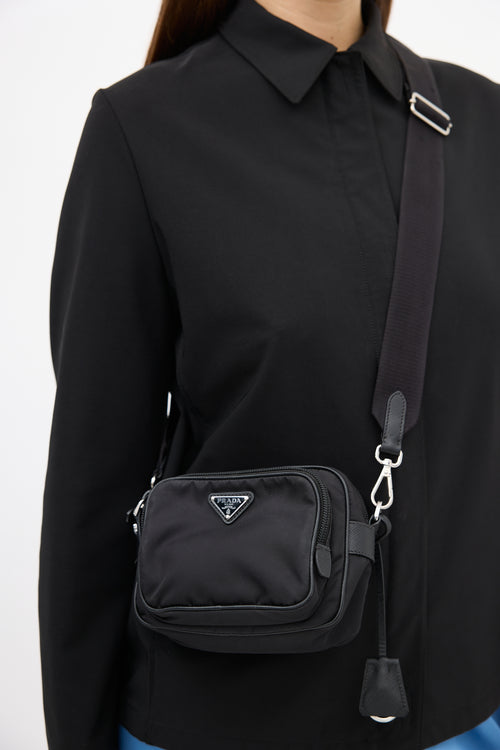 Prada Black Re-Nylon Crossbody Camera Bag