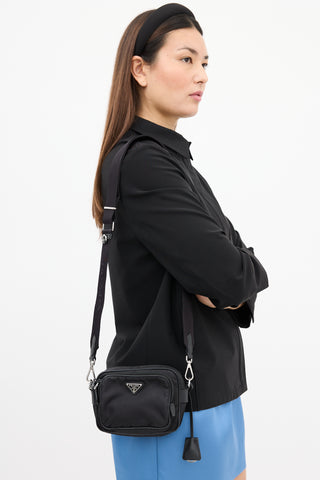 Prada Black Re-Nylon Crossbody Camera Bag