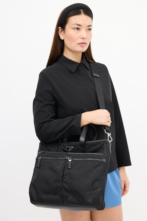 Prada Black Nylon Two Way Tote