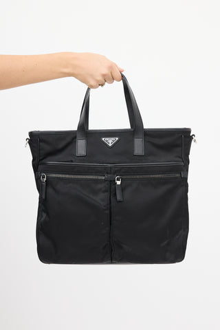 Prada Black Nylon Two Way Tote