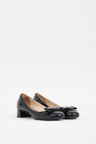 Prada Black Patent Leather Bow Pump