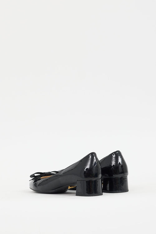 Prada Black Patent Leather Bow Pump