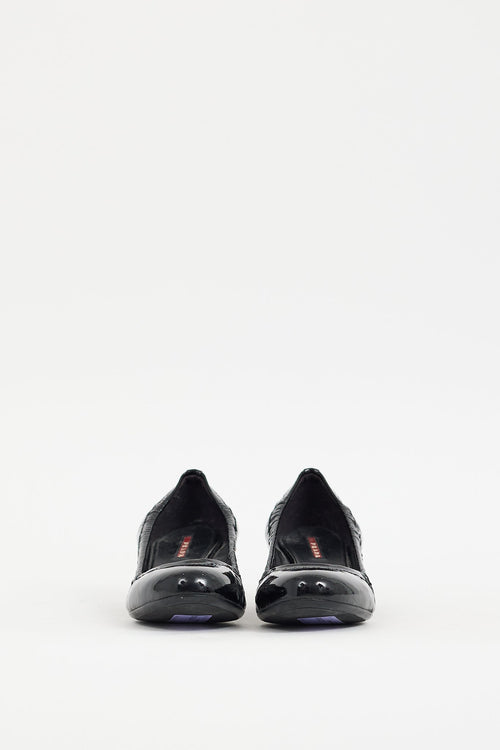 Prada Black Patent Leather Elasticized Pump