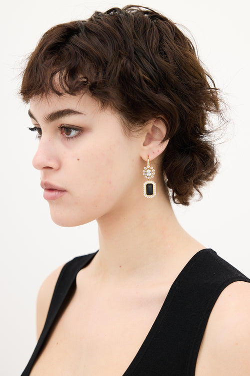 Prada Gold 
Multi Crystal Drop Earrings