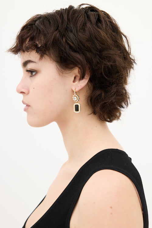 Prada Gold 
Multi Crystal Drop Earrings