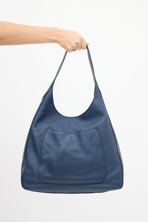 Prada Navy Pebbled Leather Shoulder Bag