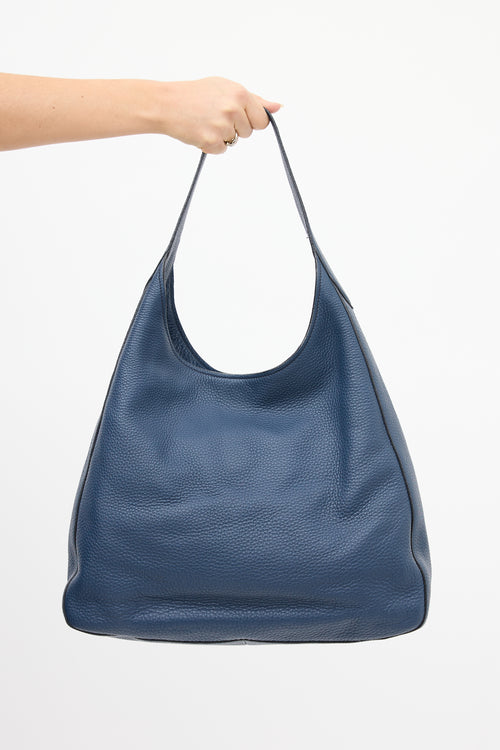 Prada Navy Pebbled Leather Shoulder Bag