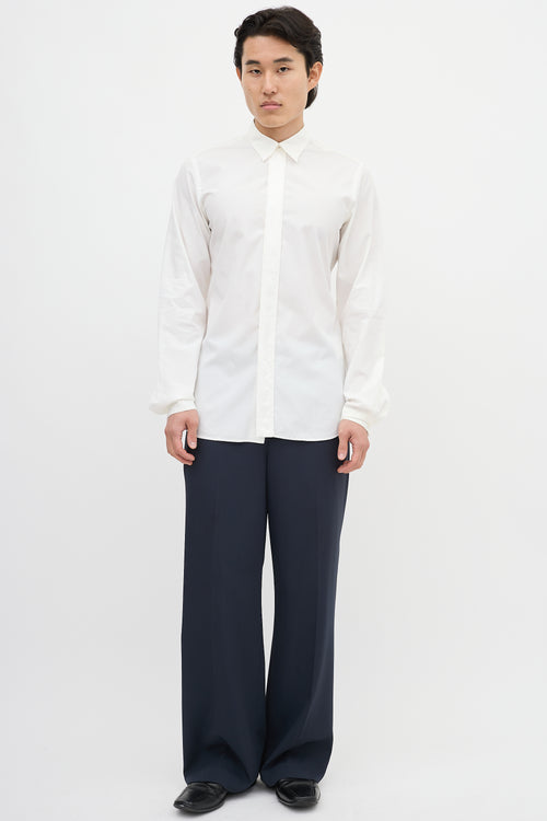 Prada White Satin Trim Shirt