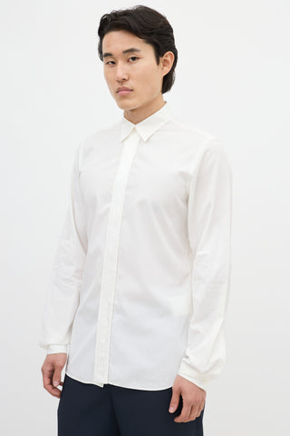 Prada White Satin Trim Shirt