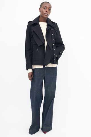 Proenza Schouler Black Buckled Short Trench Coat