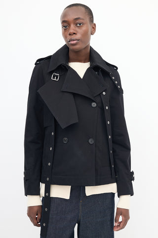 Proenza Schouler Black Buckled Short Trench Coat