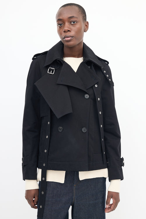 Proenza Schouler Black Buckled Short Trench Coat