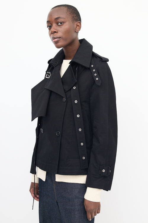 Proenza Schouler Black Buckled Short Trench Coat